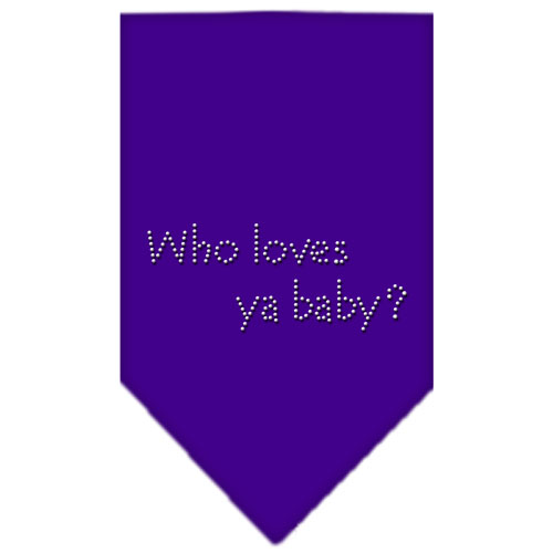 Who Loves Ya Baby Rhinestone Bandana Purple Small